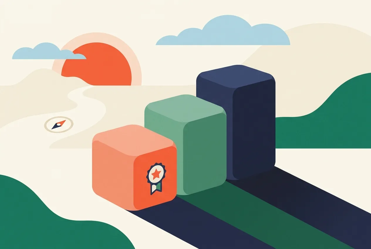 Illustration of TripNoted pricing tiers, with a free plan opening into more travel history and shared planning